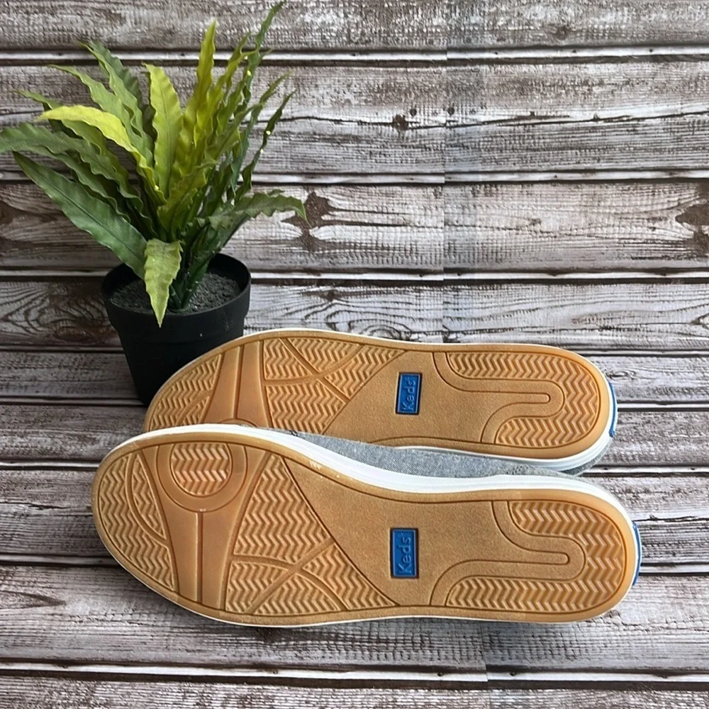 Keds Gray with light Blue Canvas Sneakers with White Accents Size 6.5